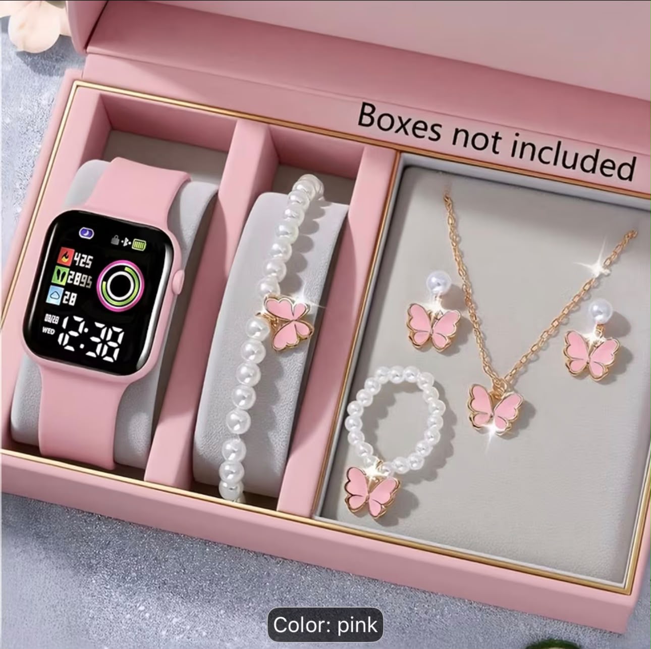 Pink Watch and Butterfly Bracelet